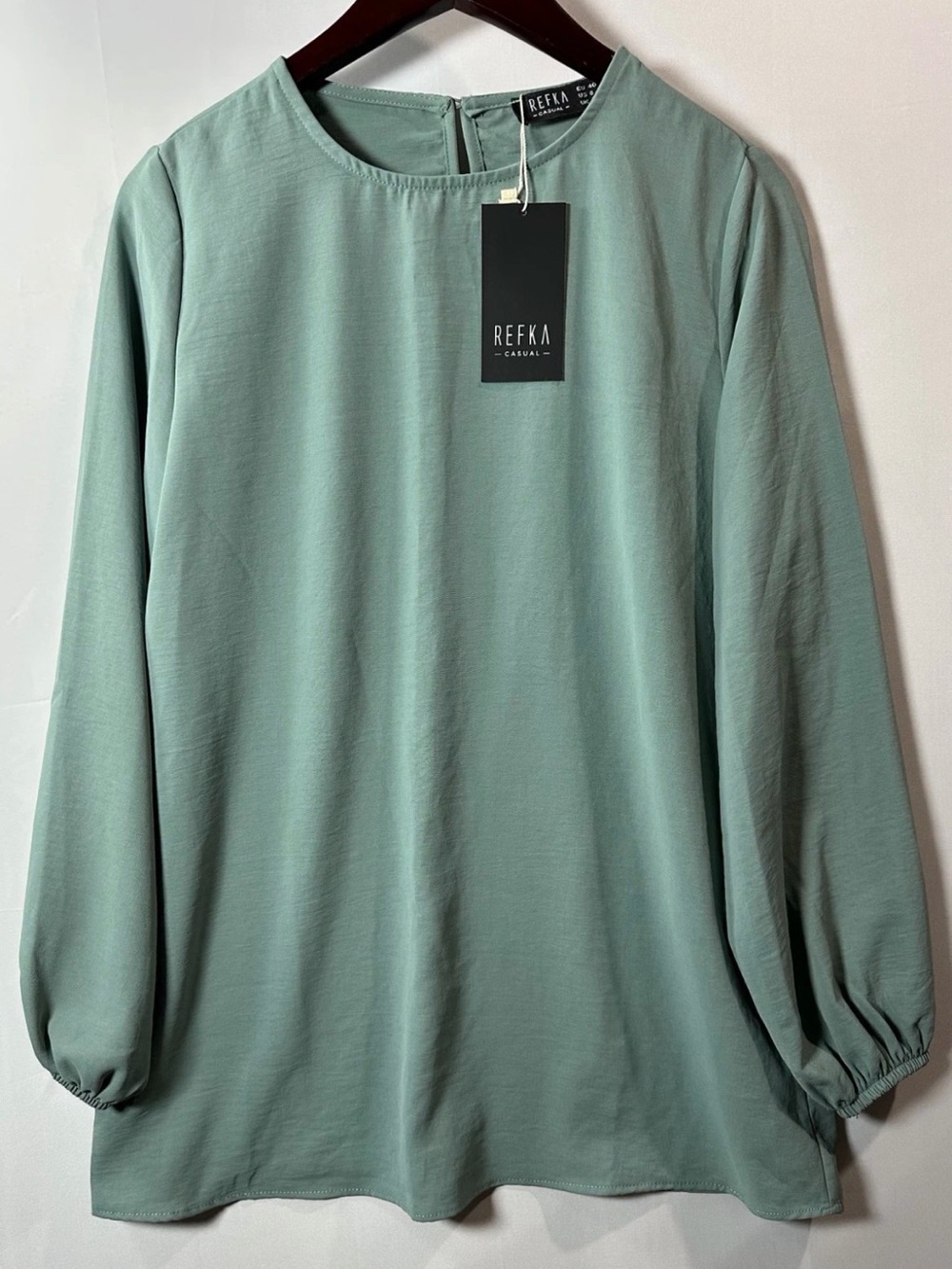 REFKA Light Green Puff Sleeve Women Blouse – Size EU 40 / US 8 / UK 12